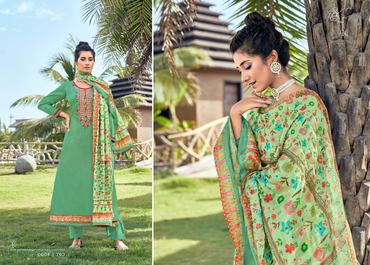 Kainath Latest Digital Jam Silk with Embroidery Work Designer Dress Material Collection.